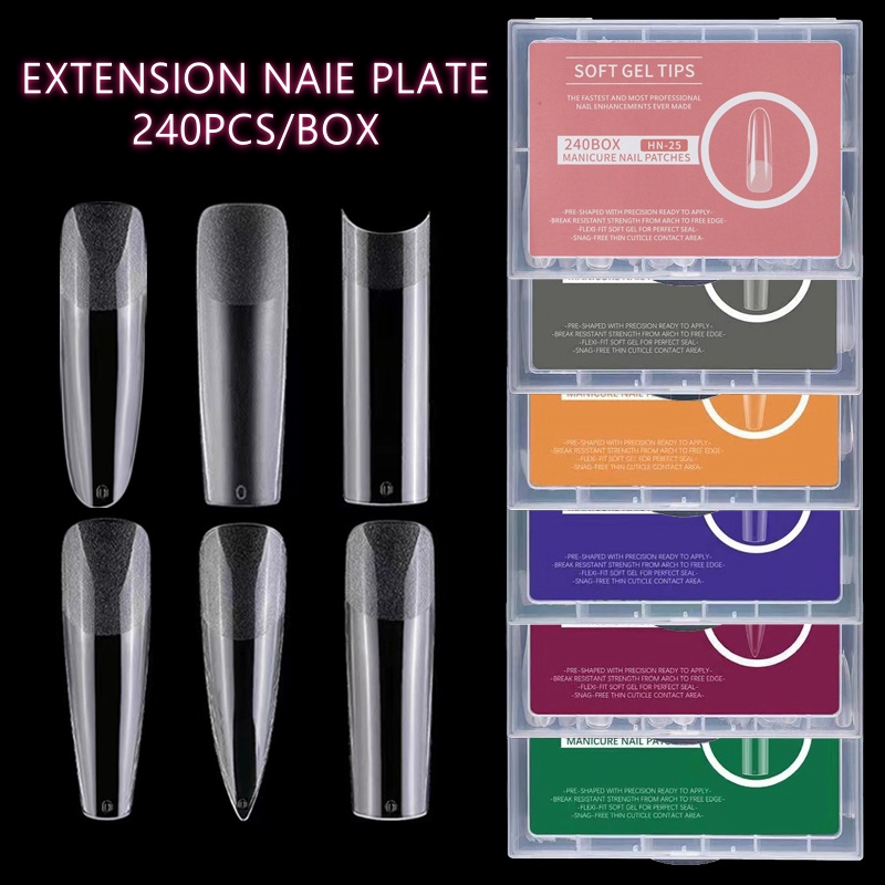 Nail Art Xxl - 240 pièces XXL longue carrée pleine
