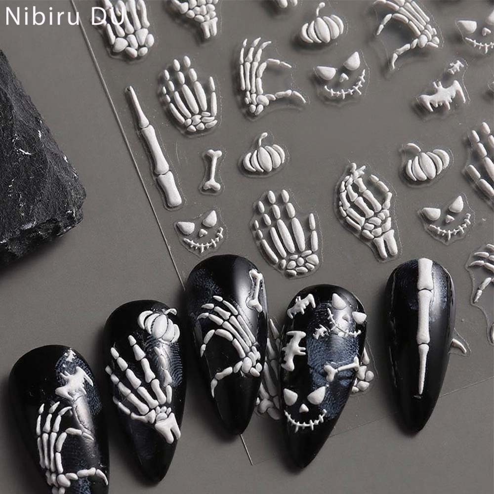 Nail Art Gothic - Autocollants pour Nail Art 5D Halloween,