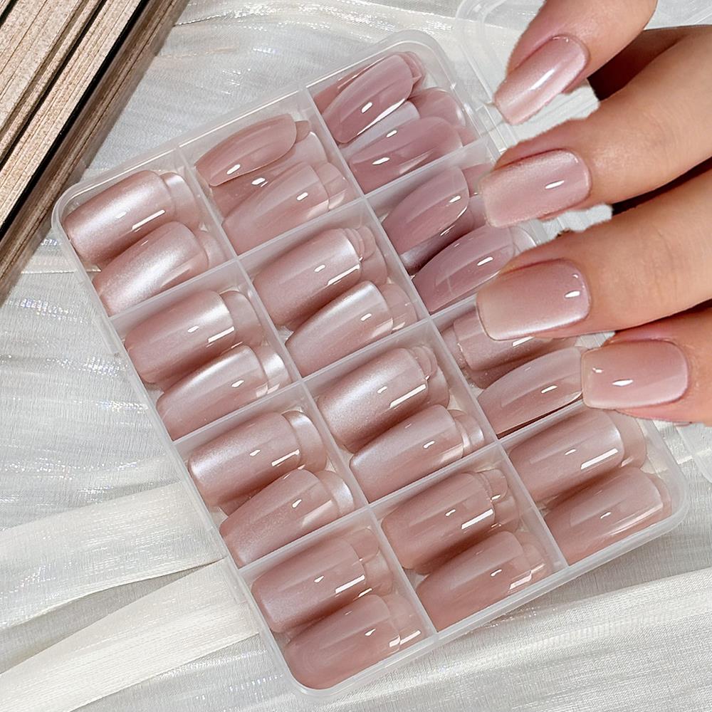 Nail Art Wedding - 144 faux ongles brillants rose nude