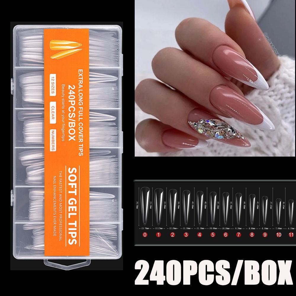 Nail Art Xxl - 240 faux ongles transparents XXL en