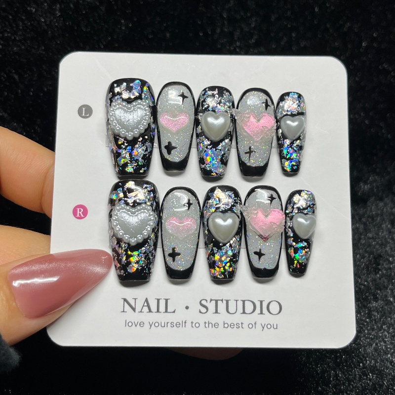 Nail Art Gothic - 10 pièces gothique noir presse sur
