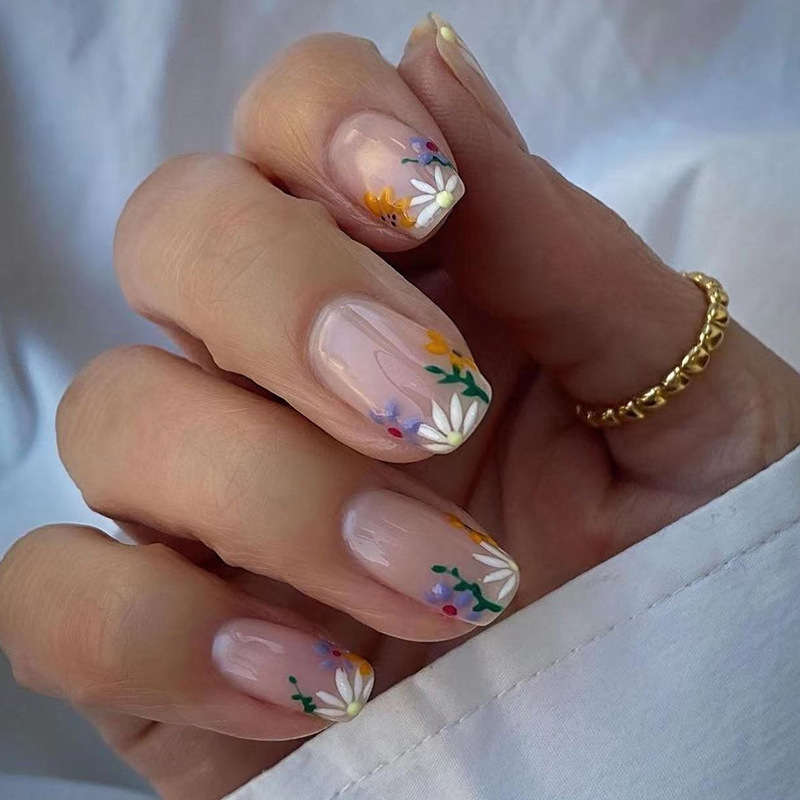 Nail Art Motif - 24 faux ongles carrés européens, moyens