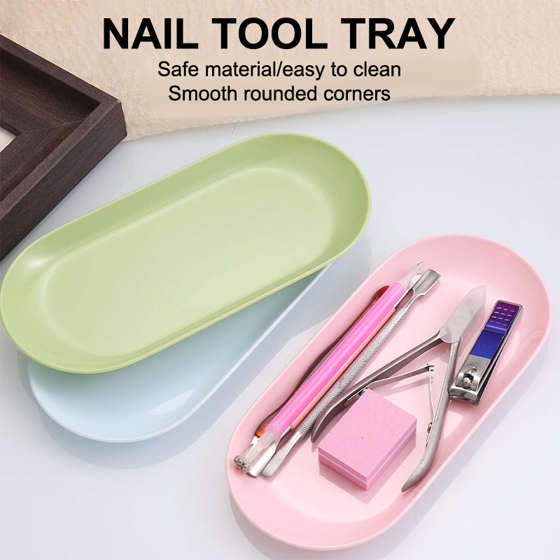 Nail Art Oval - Plateau de rangement cosmétique en plastique,
