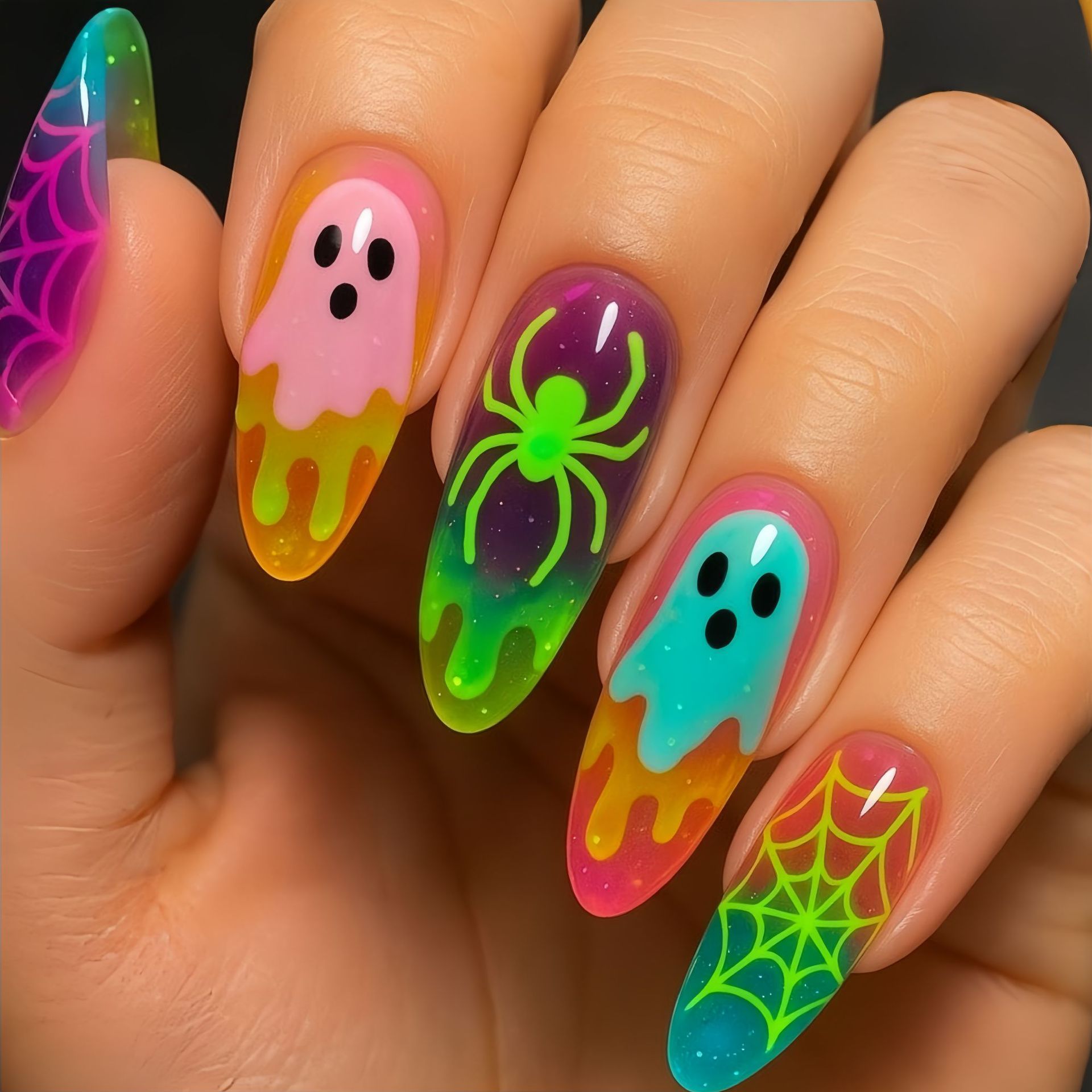 Nail Art Motif - Faux ongles à presser Halloween couleur