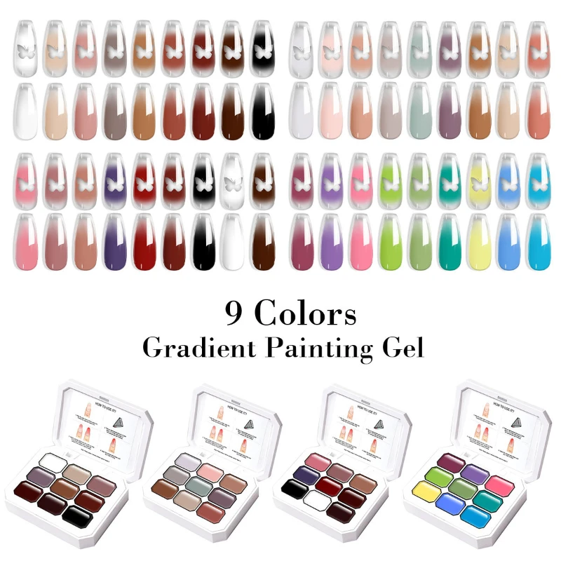 Gel de Peinture Dégradé 9 Coul - Nail Art Motif avis et prix
