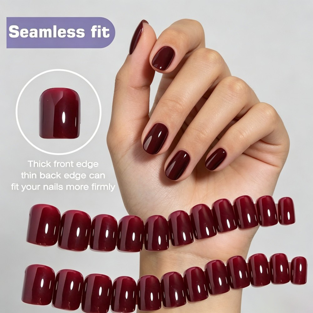 Ensemble de 24 faux ongles œil - Nail Art Red Wine Cat Eye avis et prix