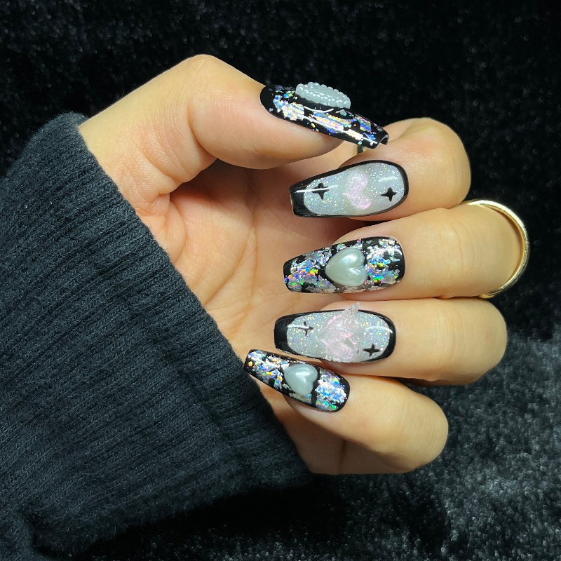 10 pièces gothique noir presse - Nail Art Gothic avis et prix