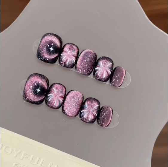 Faux ongles violets à tête ron - Nail Art Eye Cat avis et prix