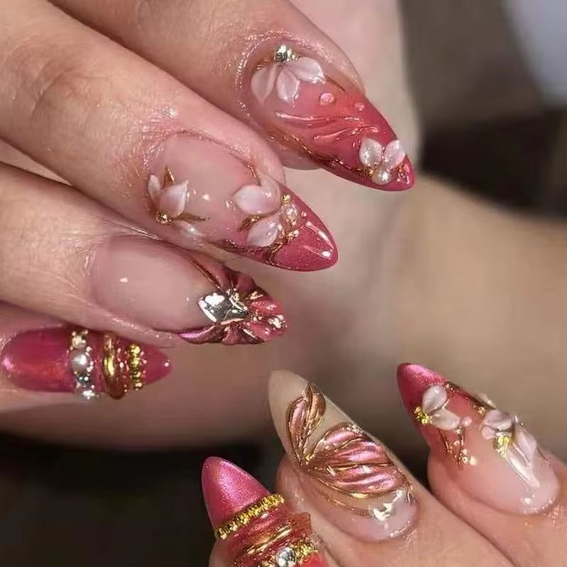 24 faux ongles à presser en am - Nail Art Red Wine Cat Eye avis et prix