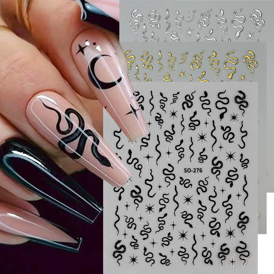 Autocollants 3D serpent noir p - Nail Art Gothic avis et prix