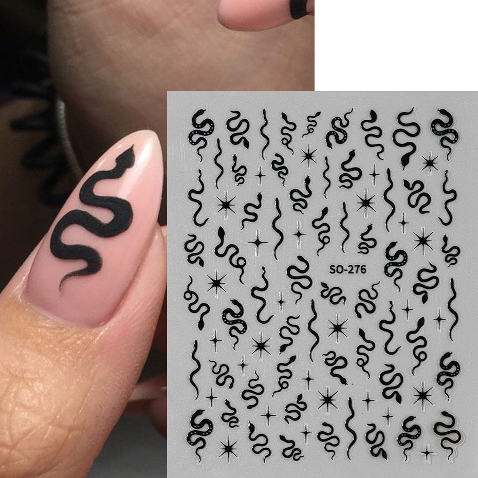 Autocollants 3D serpent noir p - Nail Art Gothic avis et prix